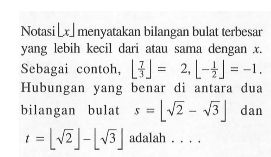 Bilangan Bulat Yang Lebih Dari Dan Kurang Dari 7